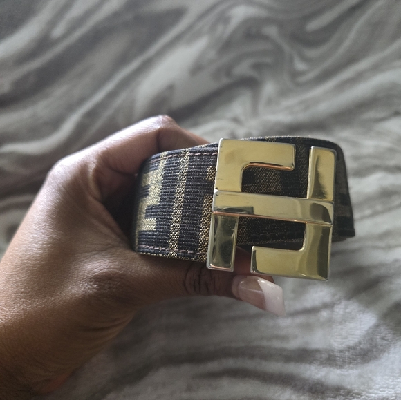 Fendi Leather Zucca FF Buckle Belt Unisex - Picture 7 of 9